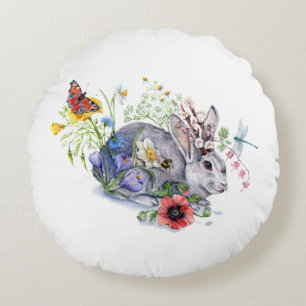 Spring Jackalope Round Cushion