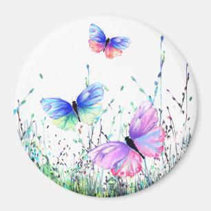Spring Joy - Colourful Butterflies Flying in Natur Magnet