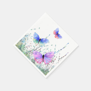 Spring Joy - Colourful Butterflies Flying in Natur Napkin