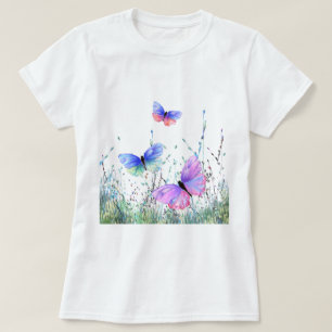 Spring Joy - Colourful Butterflies Flying in Natur T-Shirt