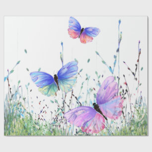 Spring Joy - Colourful Butterflies Flying in Natur Wrapping Paper