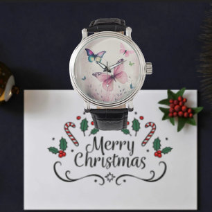 Spring joy pink butterflies  gift watch