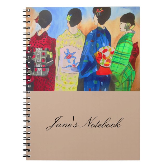 Spring kimono Japanese Geisha art Notebook (Front)