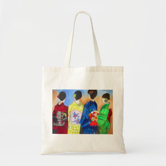 Spring kimono Japanese Geisha art Tote Bag (Front)