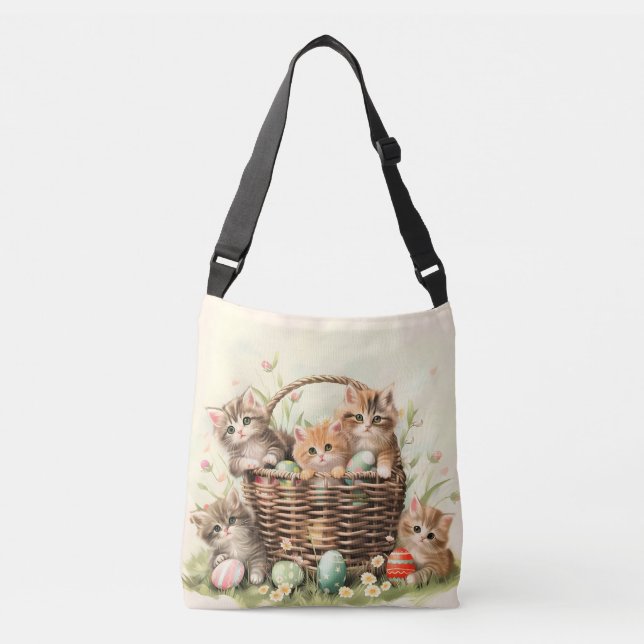 Spring Kitten Easter Basket  Crossbody Bag (Front)