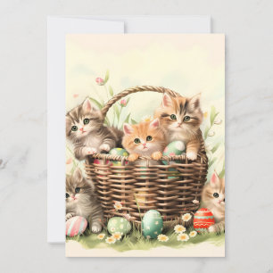 Spring Kitten Easter Basket Holiday Card