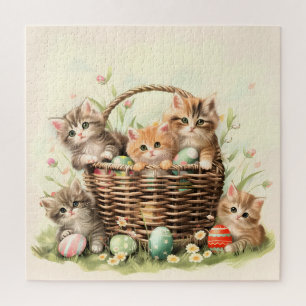 Spring Kitten Easter Basket Jigsaw Puzzle