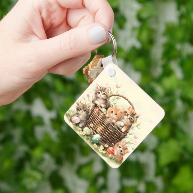 Spring Kitten Easter Basket  Key Ring (Hand)