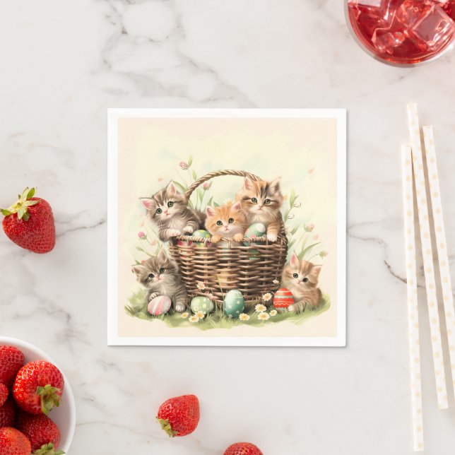 Spring Kitten Easter Basket  Napkin (Insitu)