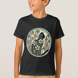 Spring Kitty Cat Illustration Daffodil Cats Easter T-Shirt
