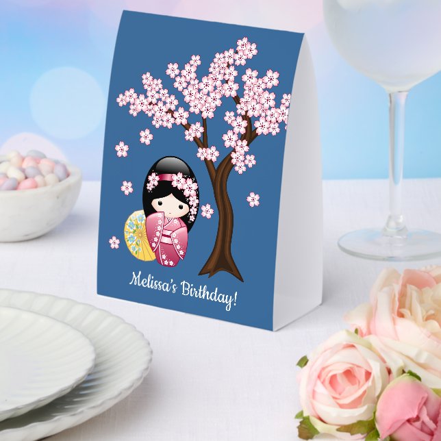 Spring Kokeshi Doll Cute Japanese Geisha Blue (Insitu(Wedding))