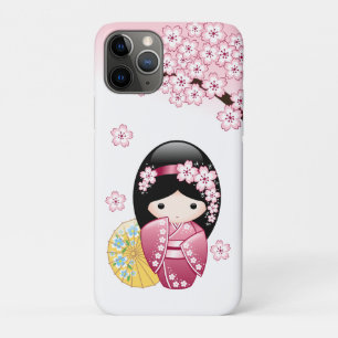 Spring Kokeshi Doll - Cute Japanese Geisha Girl iPhone 11 Pro Case