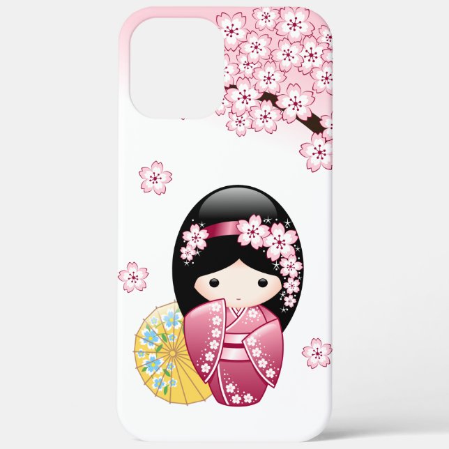 Spring Kokeshi Doll - Cute Japanese Geisha Girl Case-Mate iPhone Case (Back)
