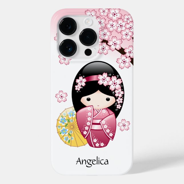 Spring Kokeshi Doll - Cute Japanese Geisha Girl Case-Mate iPhone Case (Back)