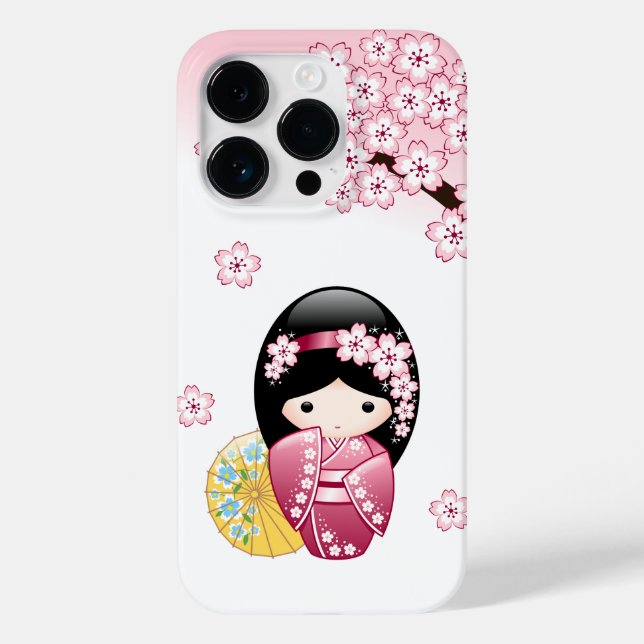 Spring Kokeshi Doll - Cute Japanese Geisha Girl Case-Mate iPhone Case (Back)