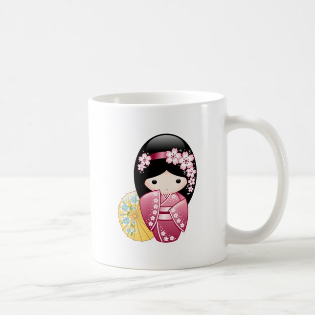Spring Kokeshi Doll - Cute Japanese Geisha Girl Co Coffee Mug (Right)
