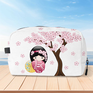 Spring Kokeshi Doll - Cute Japanese Geisha Girl Dopp Kit