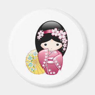 Spring Kokeshi Doll - Cute Japanese Geisha Girl Magnet