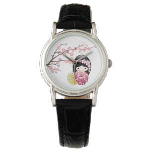 Spring Kokeshi Doll - Cute Japanese Geisha Girl Watch
