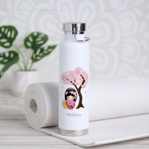 Spring Kokeshi Doll - Cute Japanese Geisha Girl Water Bottle