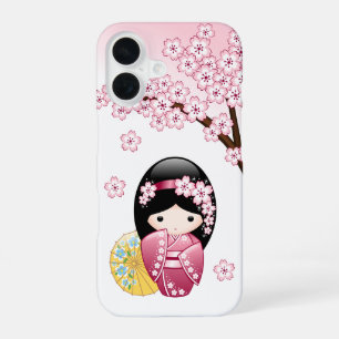 Spring Kokeshi Doll - Cute Japanese Geisha iPhone 16 Case