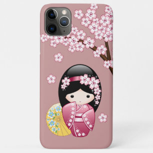 Spring Kokeshi Doll - Cute Japanese Geisha on Pink iPhone 11 Pro Max Case