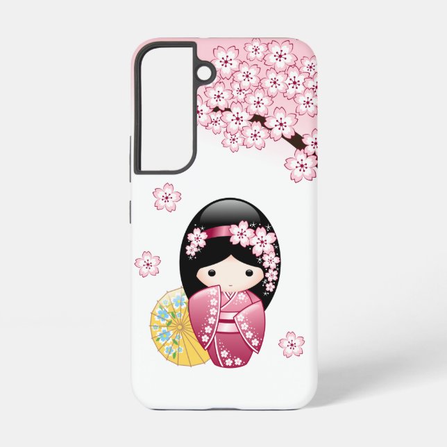 Spring Kokeshi Doll - Cute Japanese Geisha Samsung Galaxy S22 Case (Back)