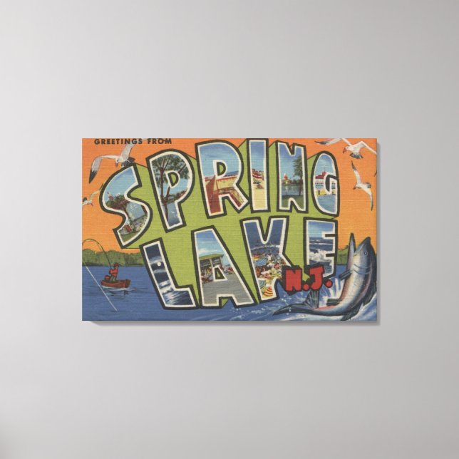 Spring Lake, New Jersey - Large Letter Scenes Canvas Print (Front)