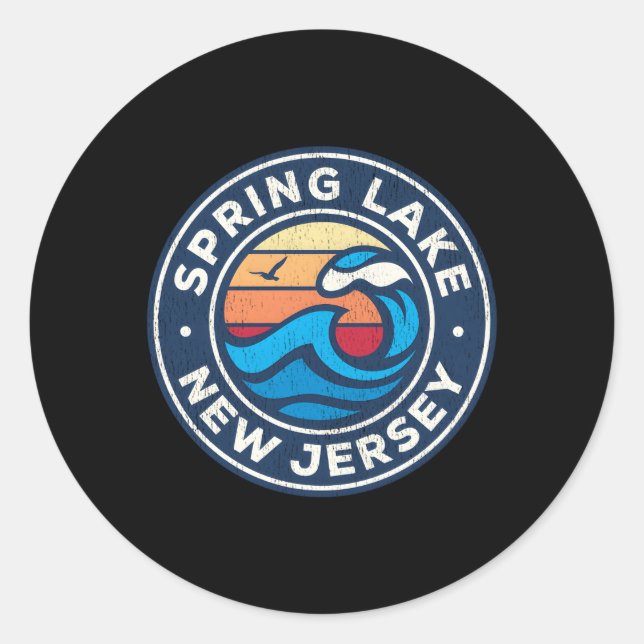 Spring Lake New Jersey Nj Nautical Waves Classic Round Sticker (Front)