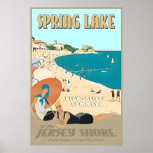 Spring Lake New Jersey Shore Retro Art Deco Travel Poster