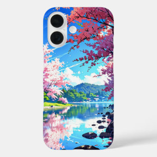 Spring Lake Reflections – Anime Landscape iPhone 16 Case