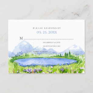 Spring Lakeside Mountain Meadow Wedding RSVP © Card