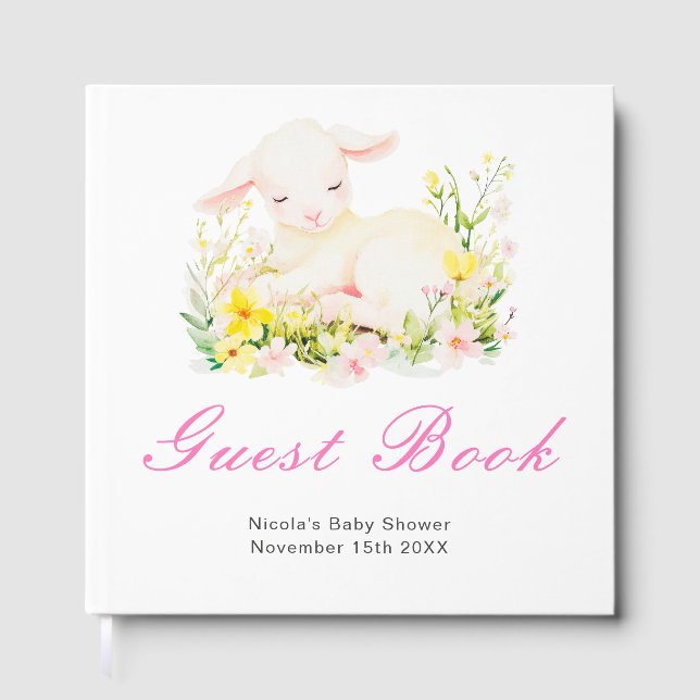 Spring Lamb Baby Shower Guest Book (Front)