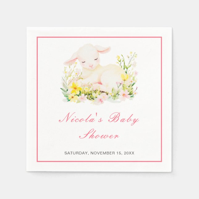 Spring Lamb Baby Shower Napkin (Front)
