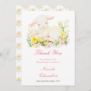 Spring Lamb Baby Shower Thank You Card