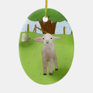 spring lamb ceramic tree decoration