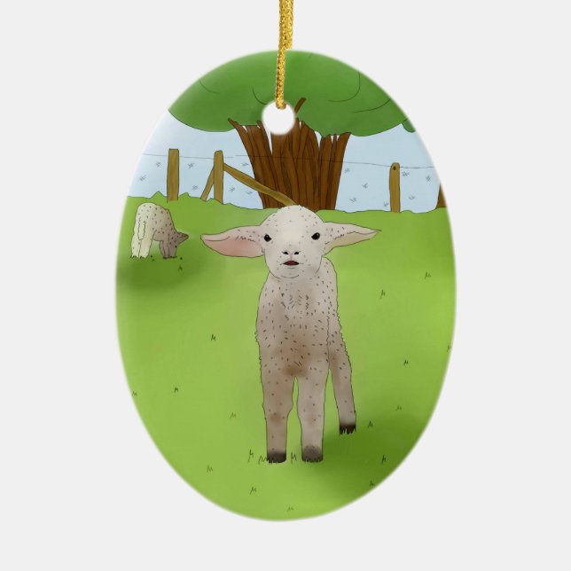 spring lamb ceramic tree decoration (Front)