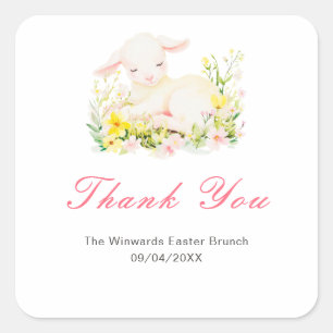 Spring Lamb Easter Brunch Square Sticker