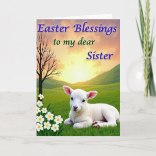 Spring Lamb Meadow Scene Card
