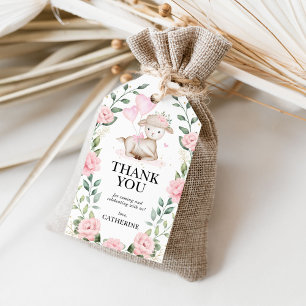 Spring Lamb Pink Floral Baby Shower Birthday Favou Gift Tags