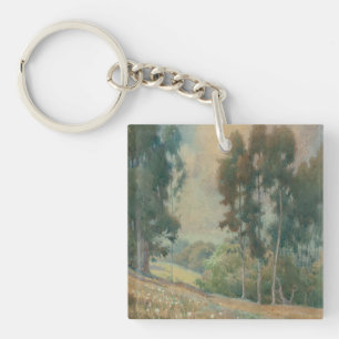 Spring Landscape (1911) Serene Watercolor Scenery Key Ring