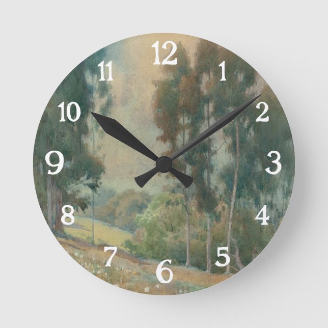 Spring Landscape (1911)  Serene Watercolor Scenery Round Clock (Front)