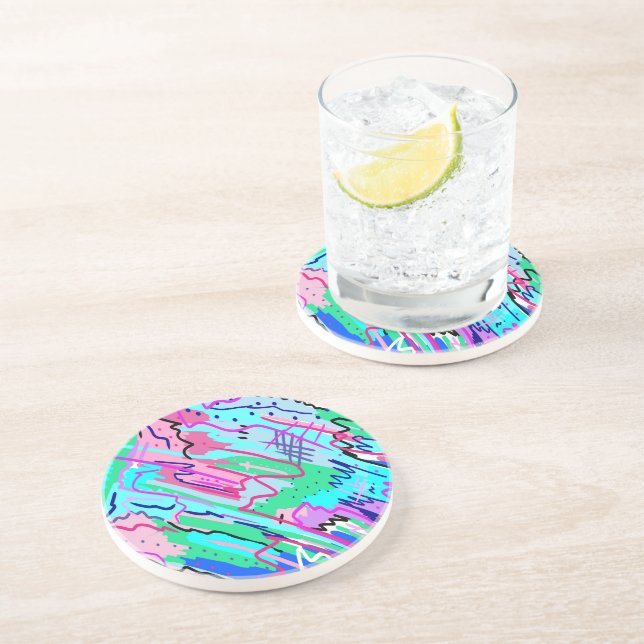 Spring Landscape Abstract Print Coaster (Side)