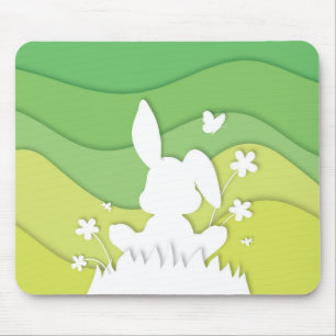 Spring landscape, easter bunny on grass mouse mat