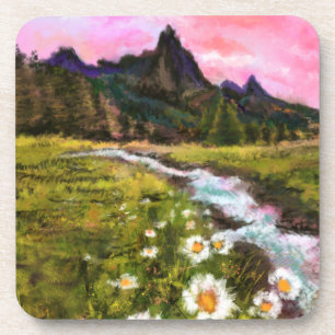 Spring Landscape - Flowering - Original Painting  Coaster