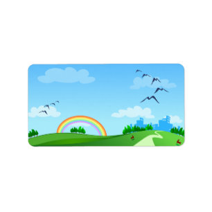 Spring landscape, labels