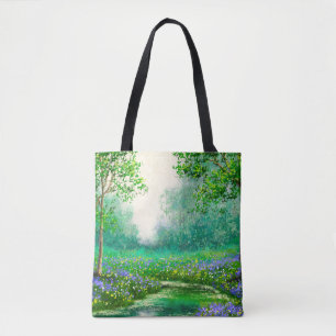 Spring landscape oil painting, forest. tote bag