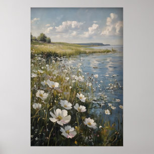 Spring Landscape Print, Wildflower Field Digital Poster