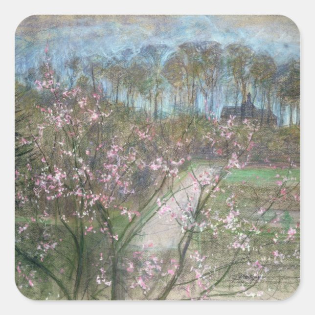 Spring Landscape Square Sticker (Front)