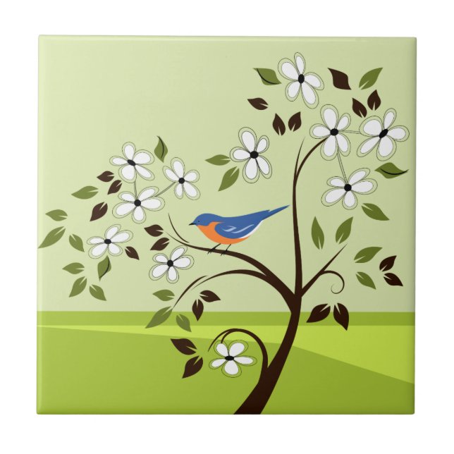 Spring Landscape With Bluebird Tile (Front)
